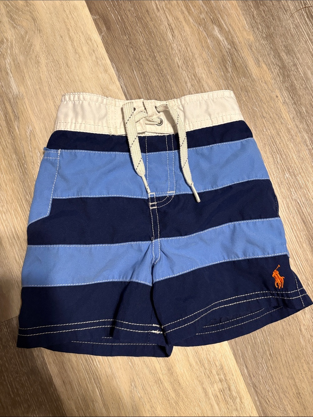 Polo by Ralph Lauren Navy, Light Blue & Cream Striped Swim Shorts
